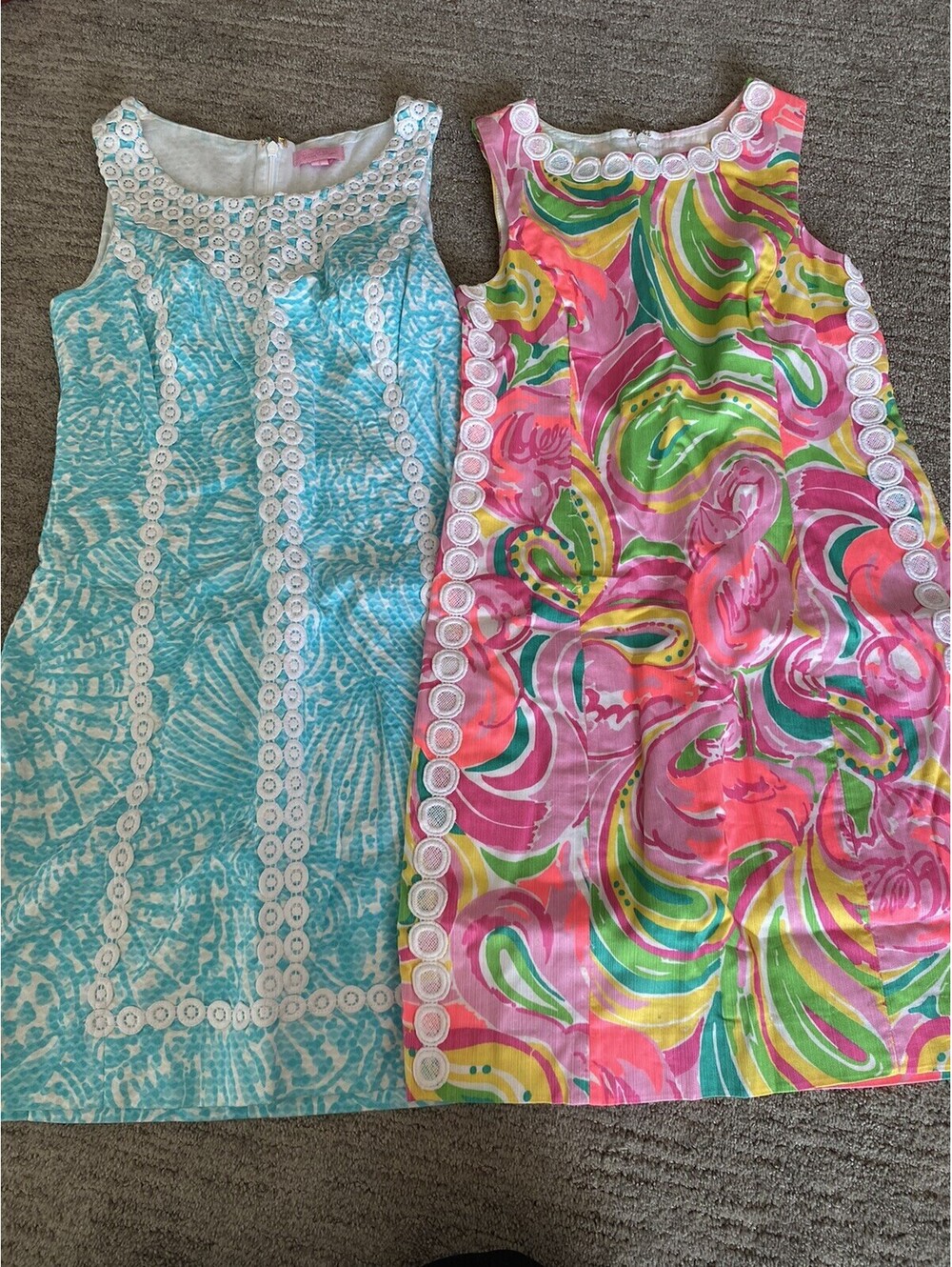 Lilly Pulitzer Dress Size 0 Shift Dress Lot Of 2 Turquoise Blue And Multicolor